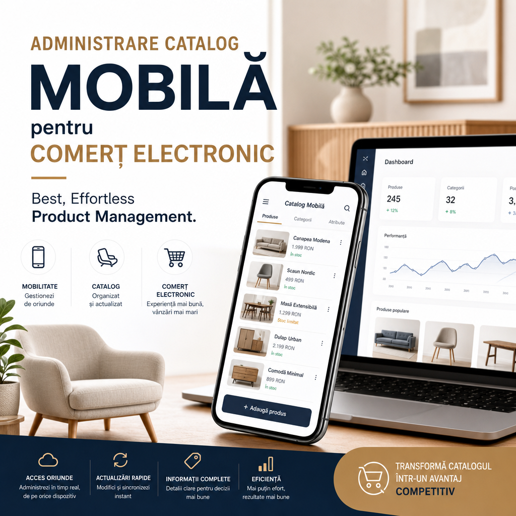 Illustration of Administrare Catalog Mobilă pentru Comerț Electronic: Best, Effortless Product Management
