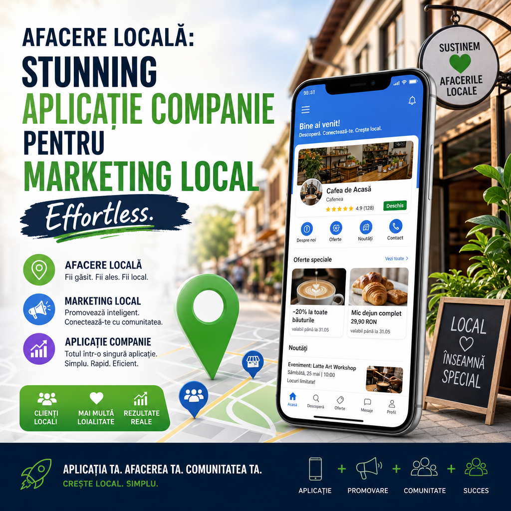 Illustration of Afacere Locală: Stunning Aplicație Companie pentru Marketing Local Effortless