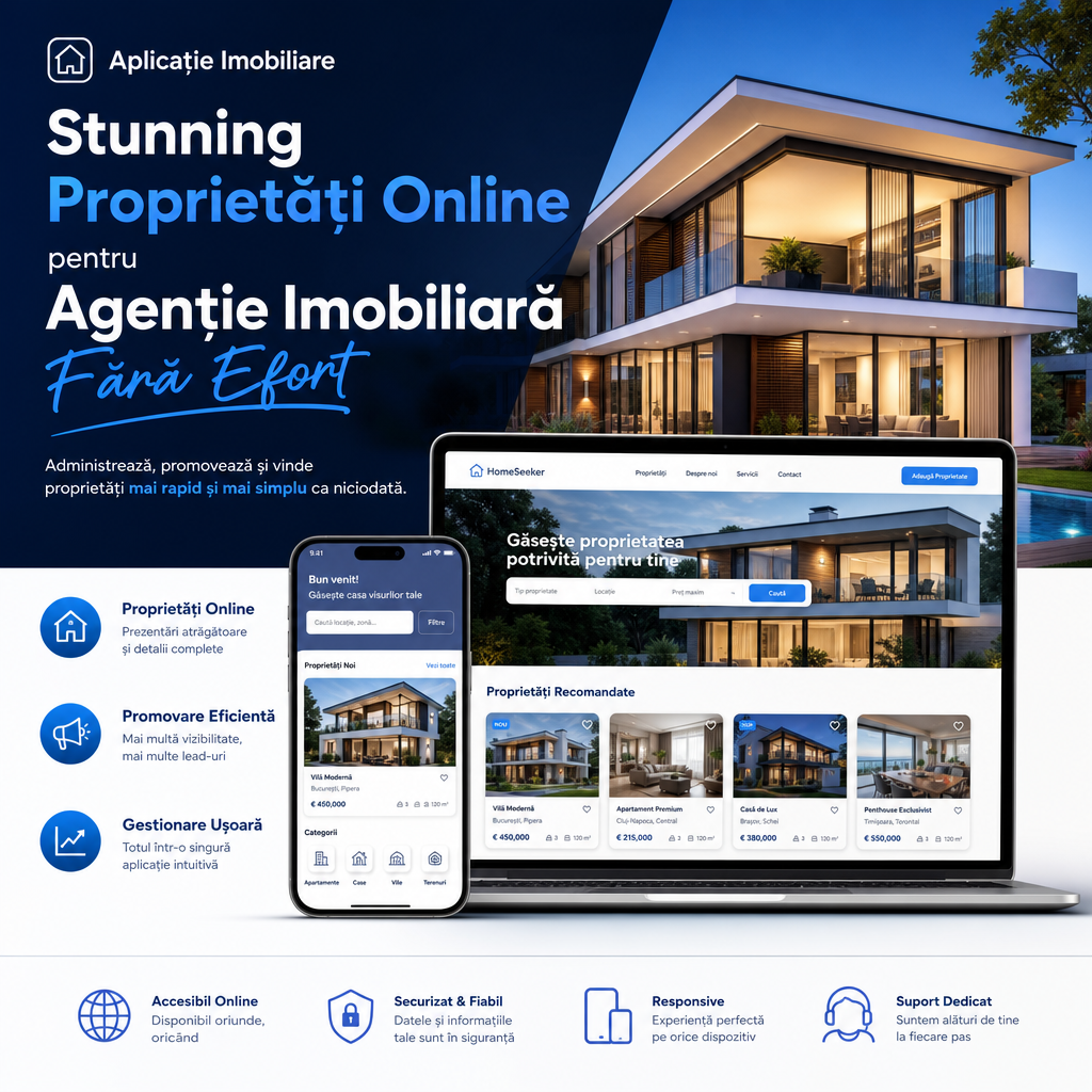 Illustration of Aplicație Imobiliare: Stunning Proprietăți Online pentru Agenție Imobiliară Fără Efort