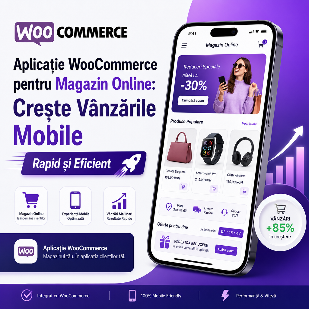 Illustration of Aplicație WooCommerce pentru Magazin Online: Crește Vânzările Mobile Rapid și Eficient