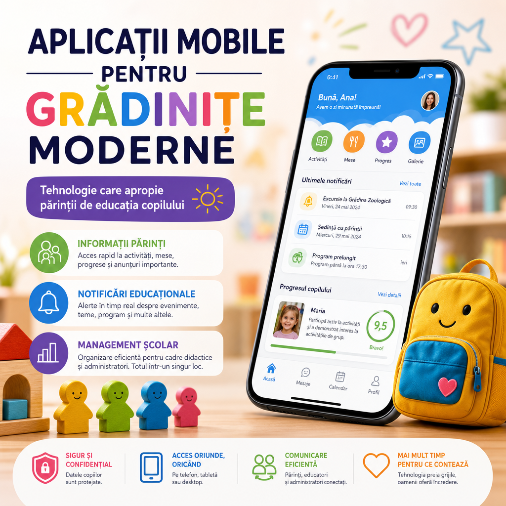 Illustration of Aplicații Mobile Pentru Grădinițe Moderne: Informații Părinți, Notificări Educaționale, Management Școlar Mus