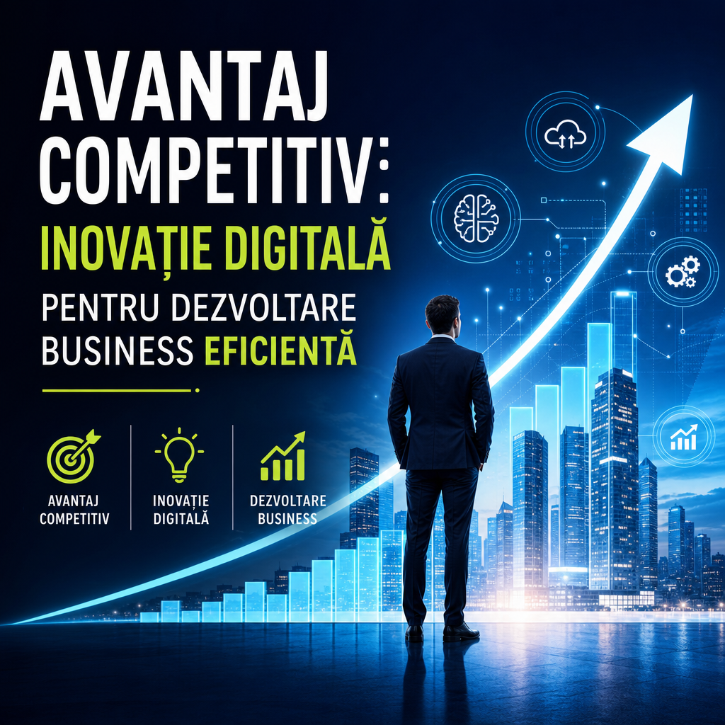 Illustration of Avantaj Competitiv: Inovație Digitală Pentru Dezvoltare Business Eficientă