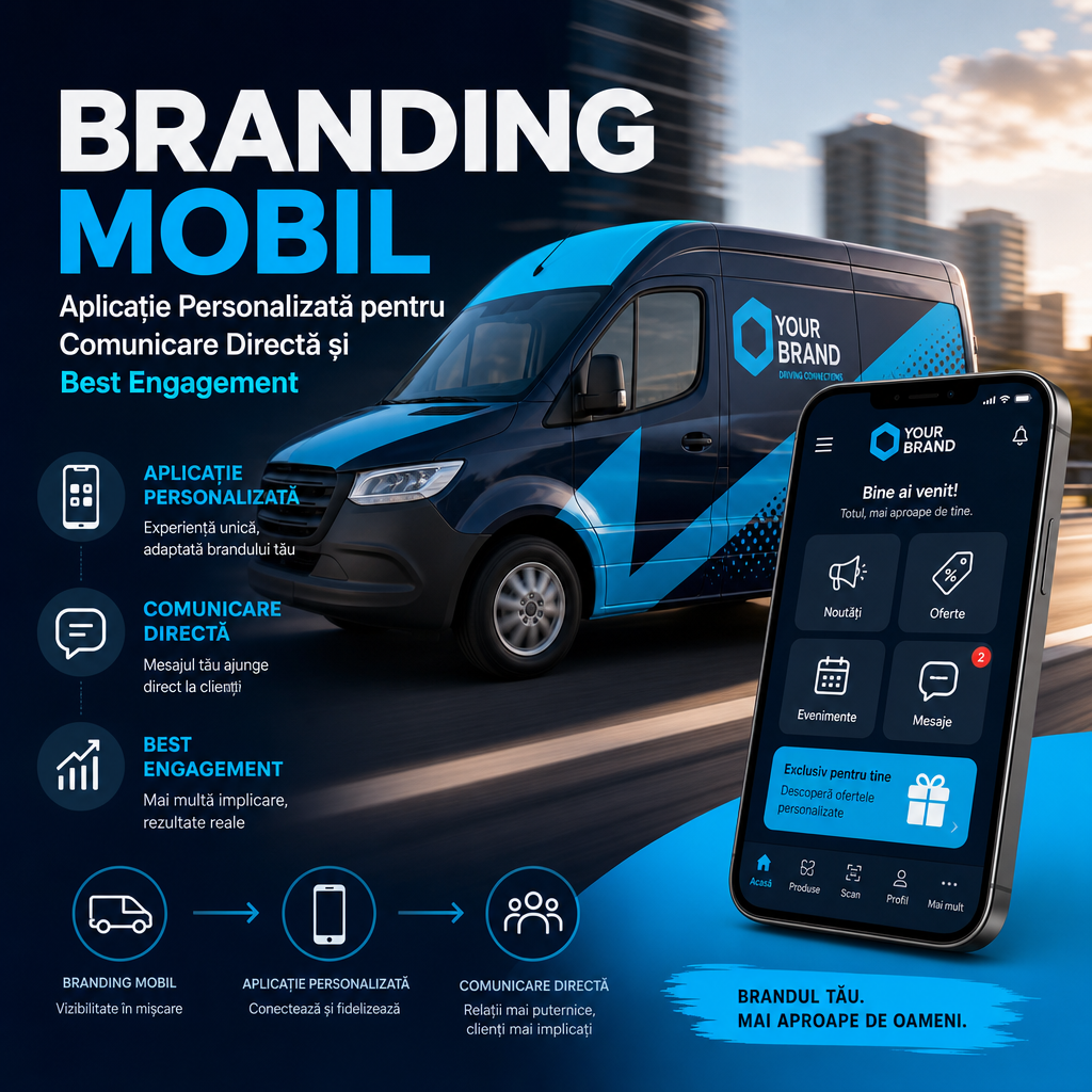 Illustration of Branding Mobil: Aplicație Personalizată pentru Comunicare Directă și Best Engagement
