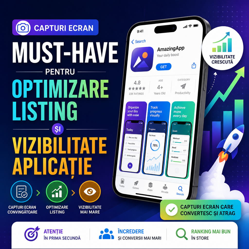 Illustration of Capturi Ecran Must-Have Pentru Optimizare Listing și Vizibilitate Aplicație