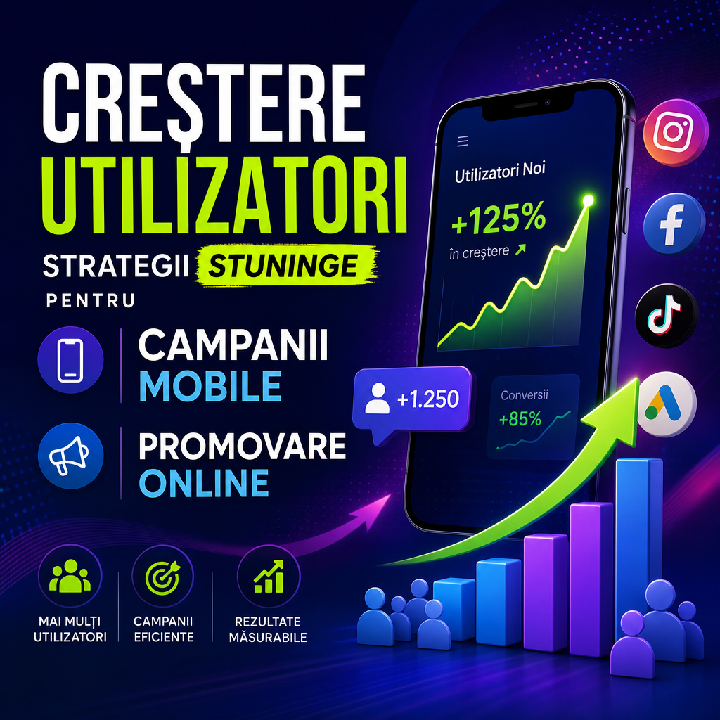 Illustration of Creștere Utilizatori: Strategii Stuninge Pentru Campanii Mobile și Promovare Online