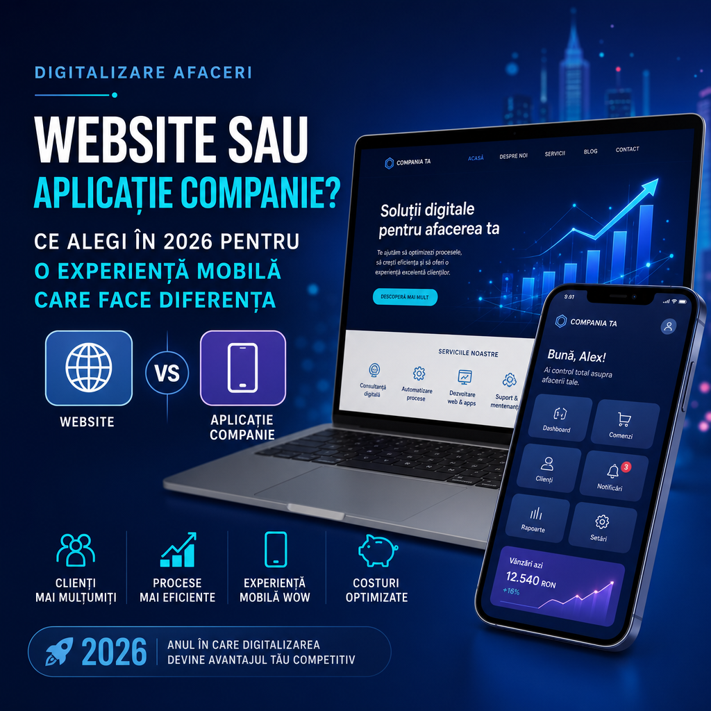 Illustration of Digitalizare Afaceri: Best, Effortless Website or Must-Have Aplicație Companie in 2026