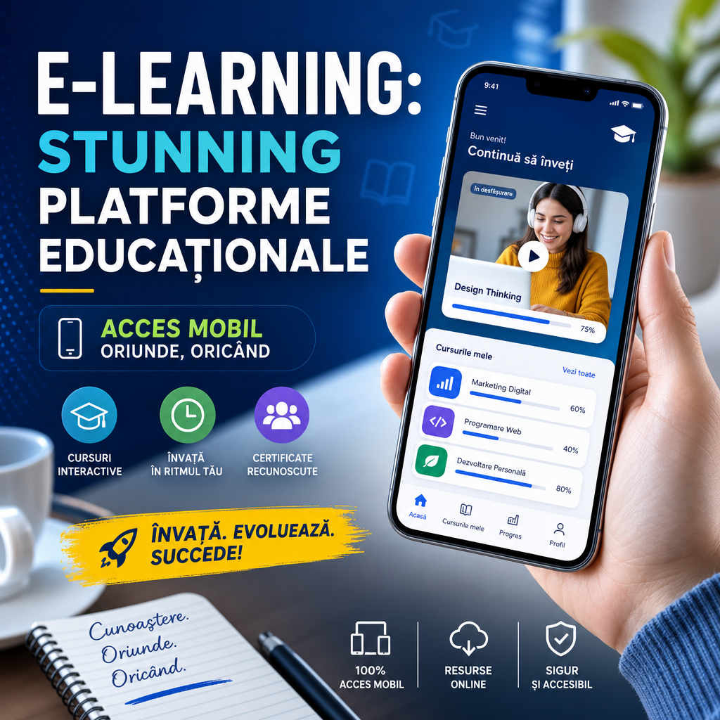 Illustration of E-Learning: Stunning Platforme Educaționale with Effortless Acces Mobil
