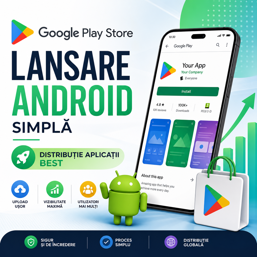 Illustration of Google Play Store: Lansare Android Simplă pentru Distribuție Aplicații Best