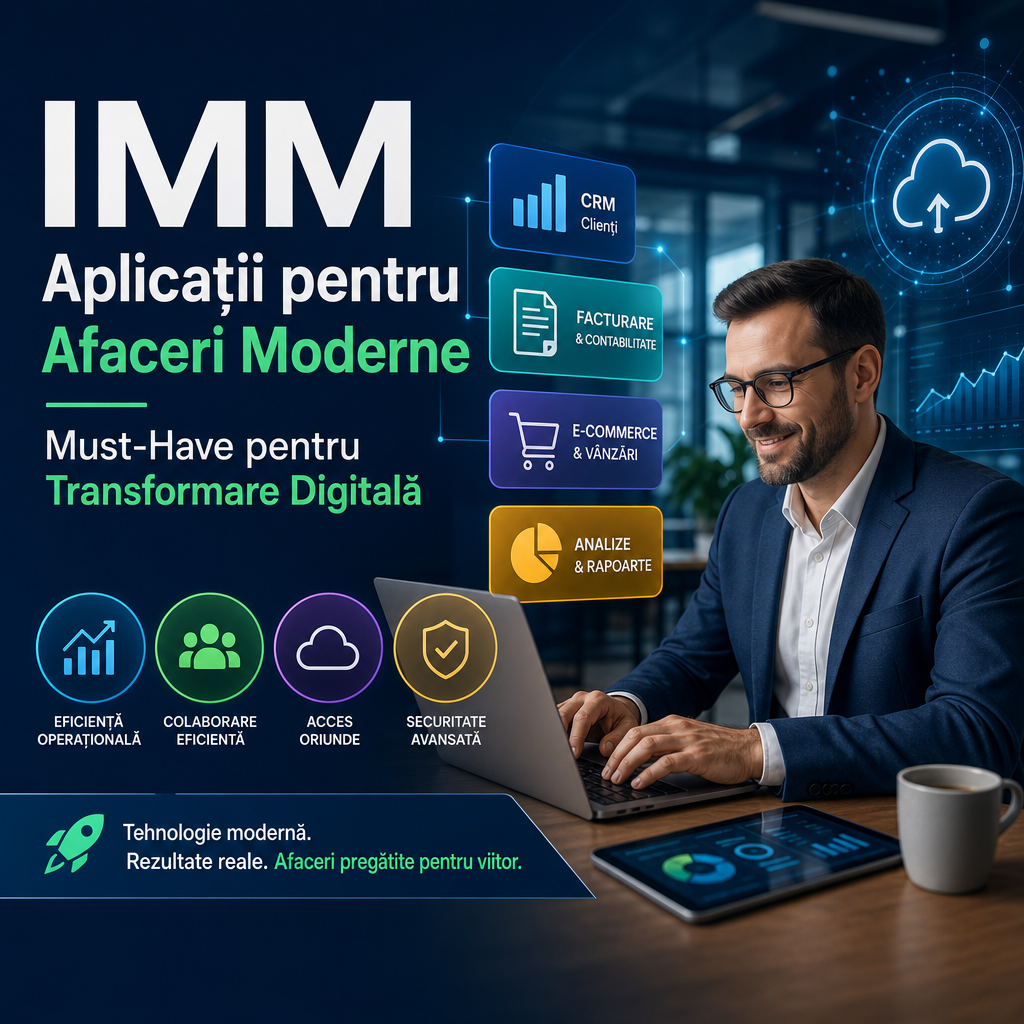 Illustration of IMM: Aplicații pentru Afaceri Moderne, Must-Have pentru Transformare Digitală