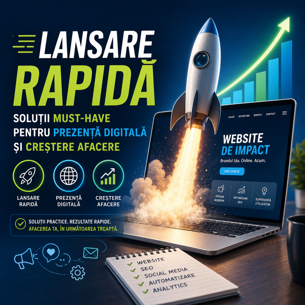 Illustration of Lansare Rapidă: Soluții Must-Have pentru Prezență Digitală și Creștere Afacere