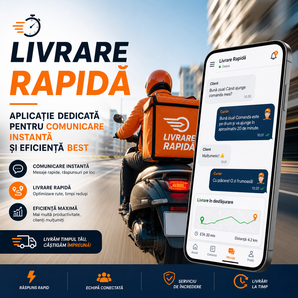 Illustration of Livrare Rapidă: Aplicație Dedicată pentru Comunicare Instantă și Eficiență Best