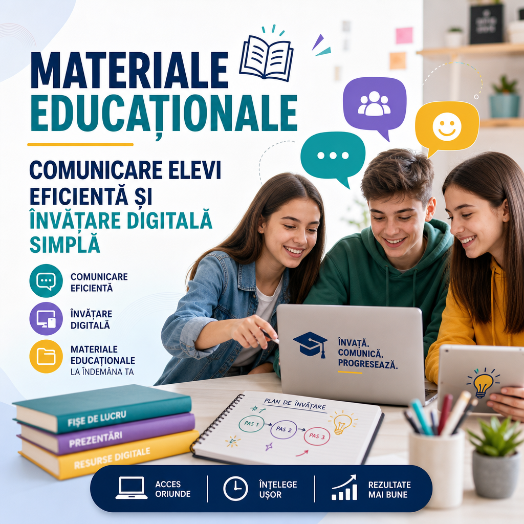 Illustration of Materiale Educaționale: Comunicare Elevi Eficientă și Învățare Digitală Simplă