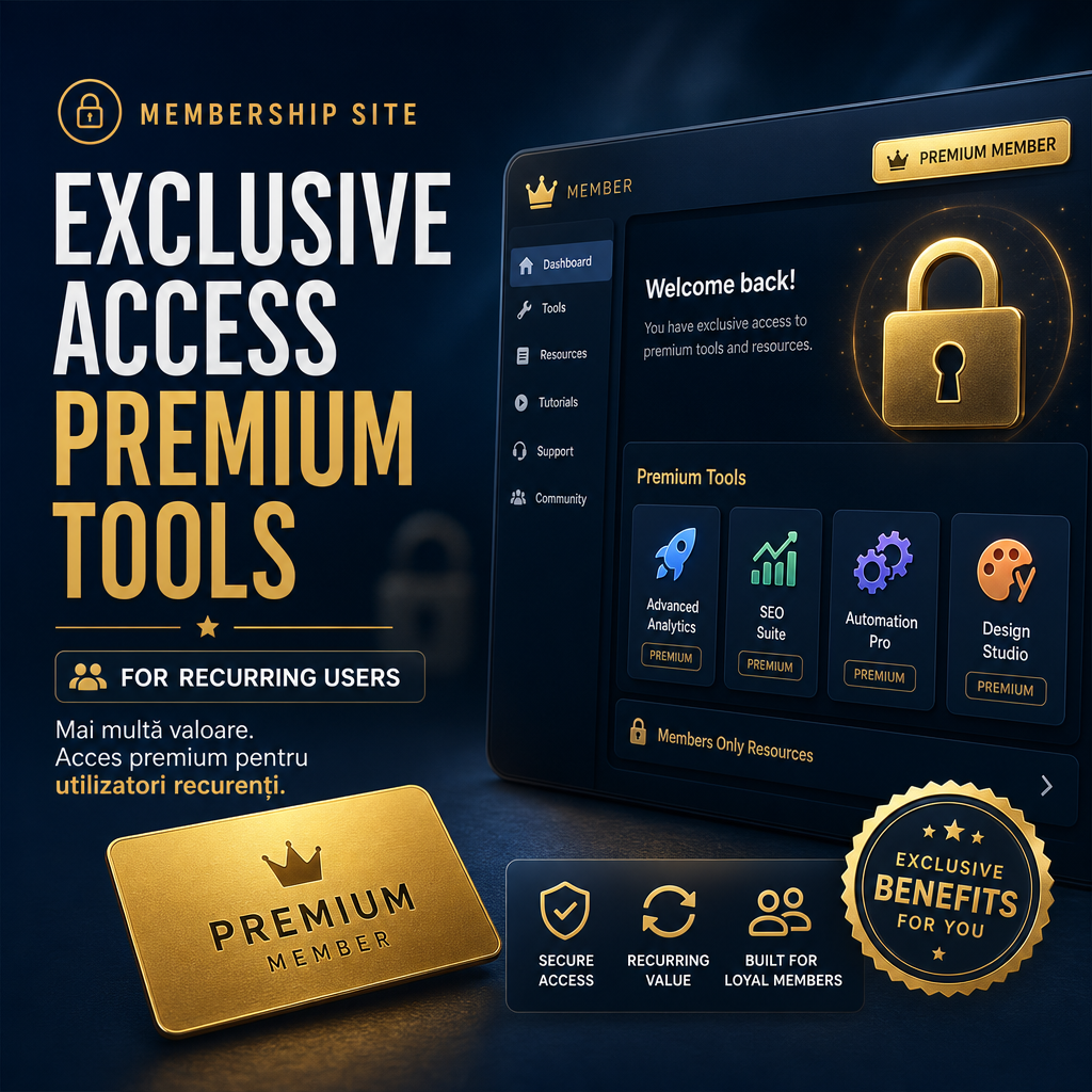Illustration of Membership site: Exclusive Access Premium Tools for Recurring Users