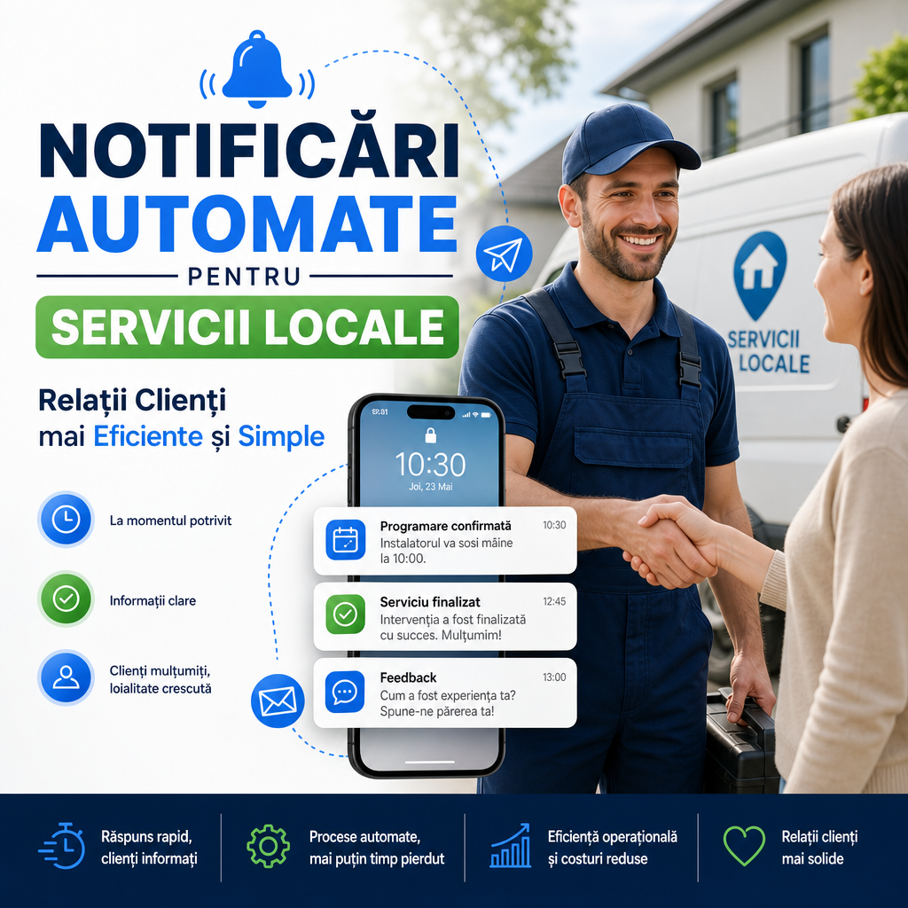 Illustration of Notificări Automate pentru Servicii Locale: Relații Clienți mai Eficiente și Simple