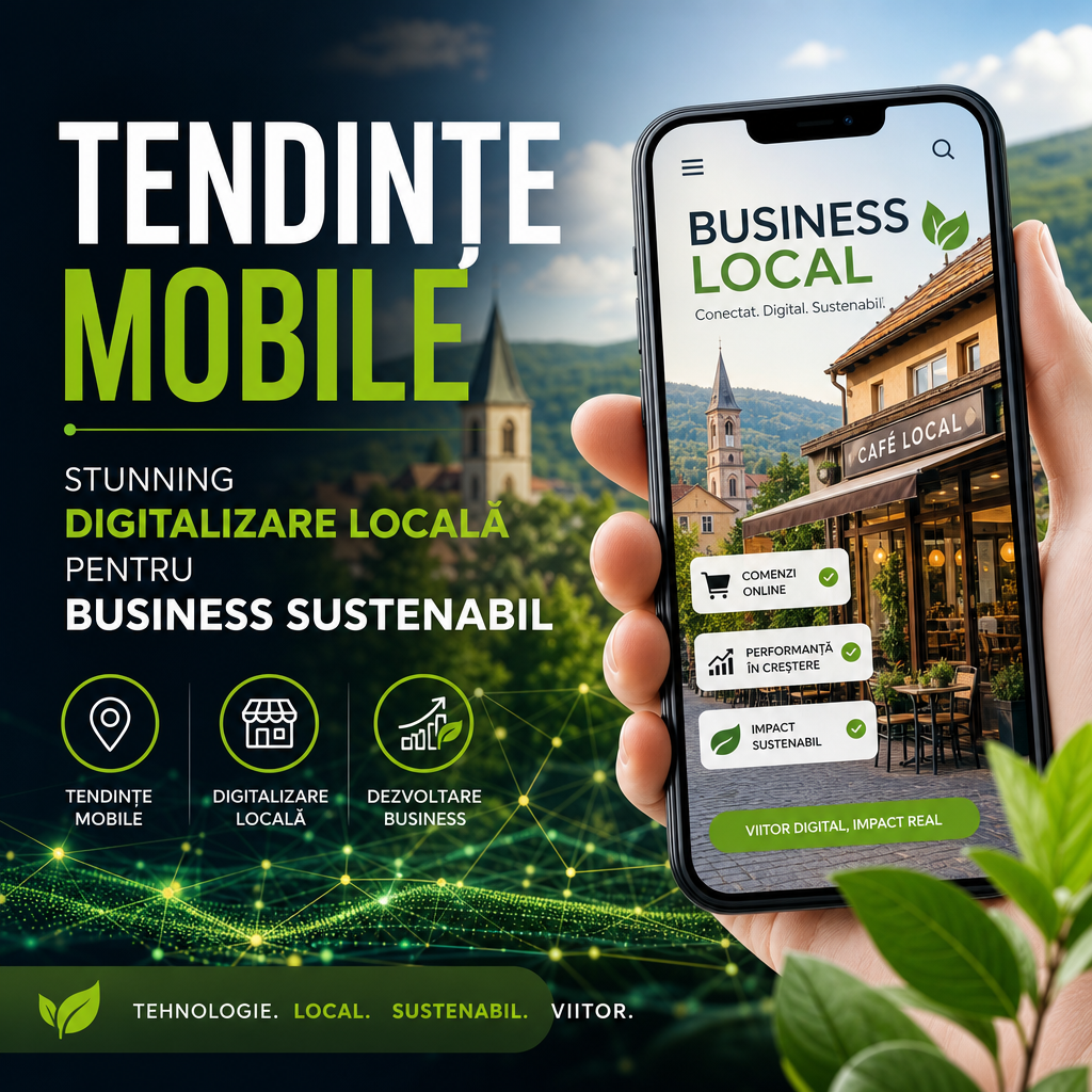 Illustration of Tendințe Mobile: Stunning Digitalizare Locală Pentru Business Sustenabil￼