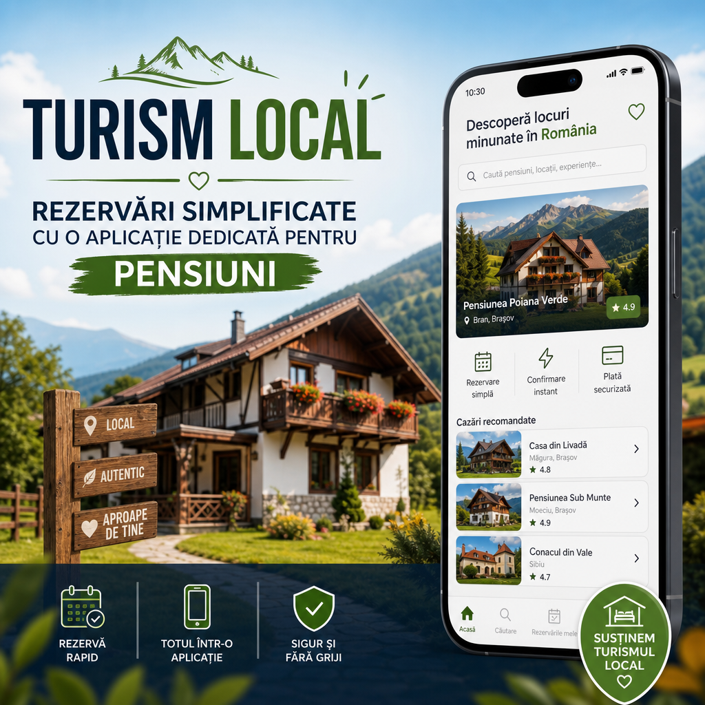 Illustration of Turism Local: Rezervări Simplificate Cu O Aplicație Dedicată Pentru Pensiuni
