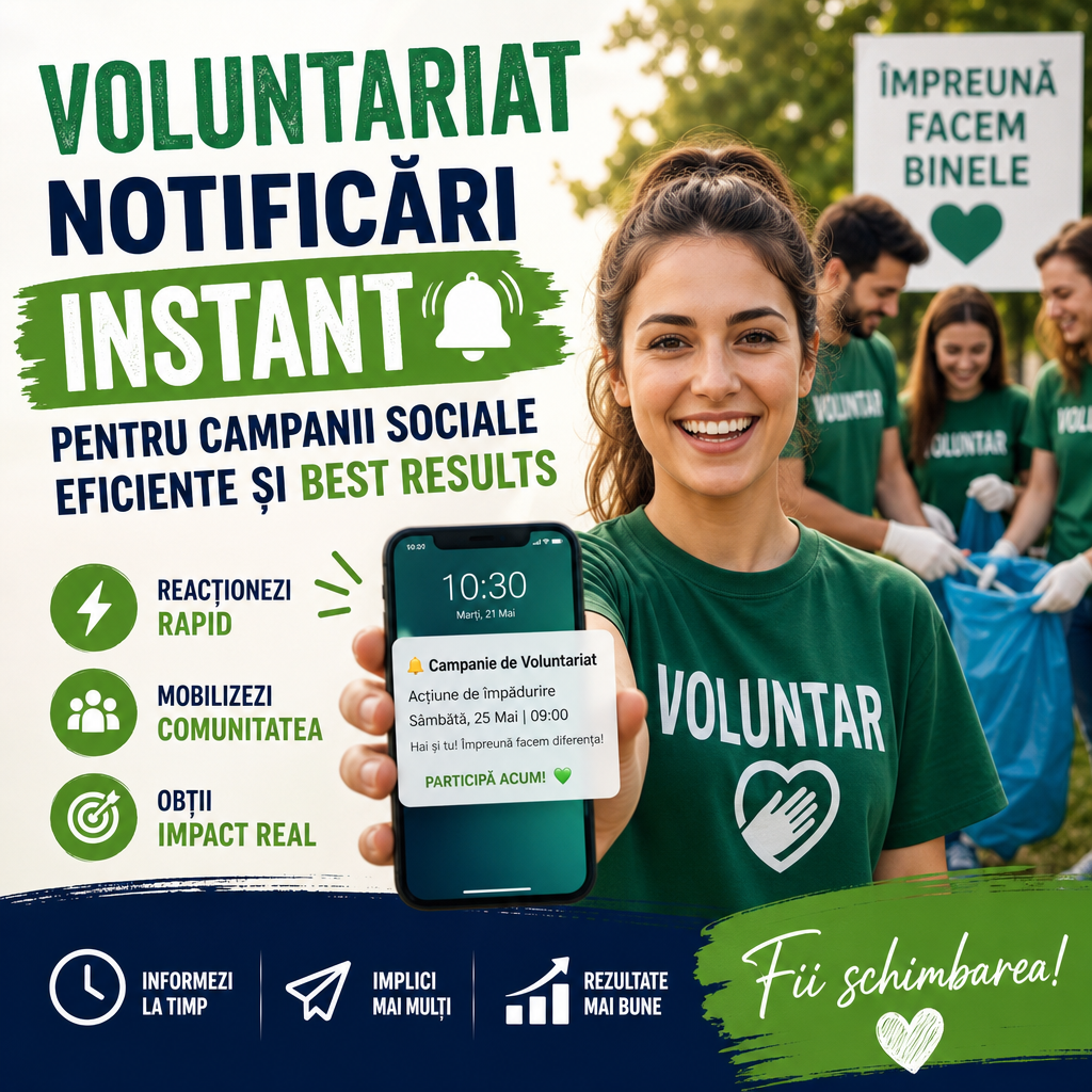 Illustration of Voluntariat: Notificări Instant Pentru Campanii Sociale Eficiente și Best Results